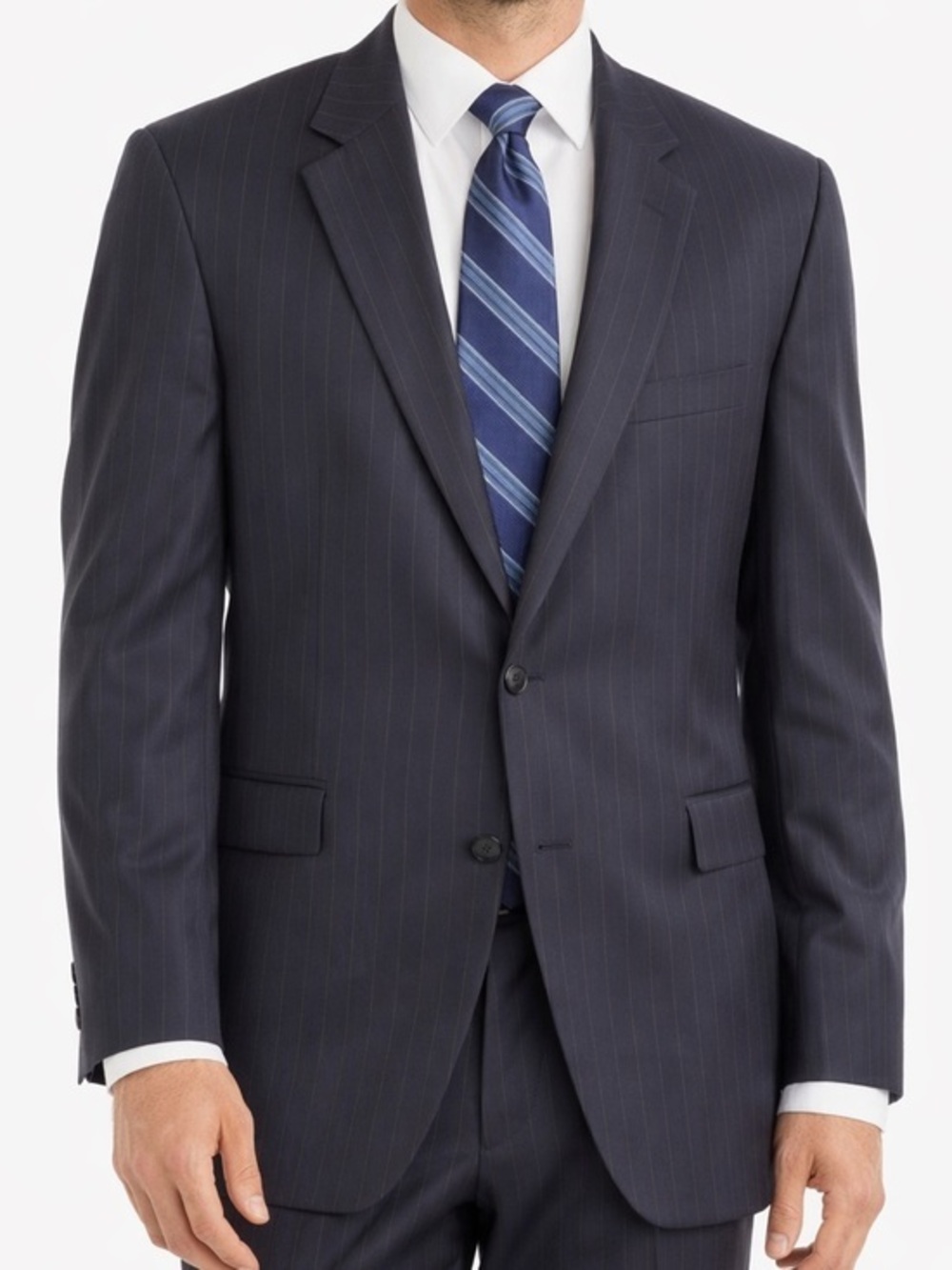 Brooks Brothers 346 Men’s 42L Navy Pinstripe Blazer Wool Blend 2-Button Jacket